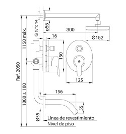 0312/B5 Puelo – Juego monocomando para ducha – FV – Grifería de alta  tecnología